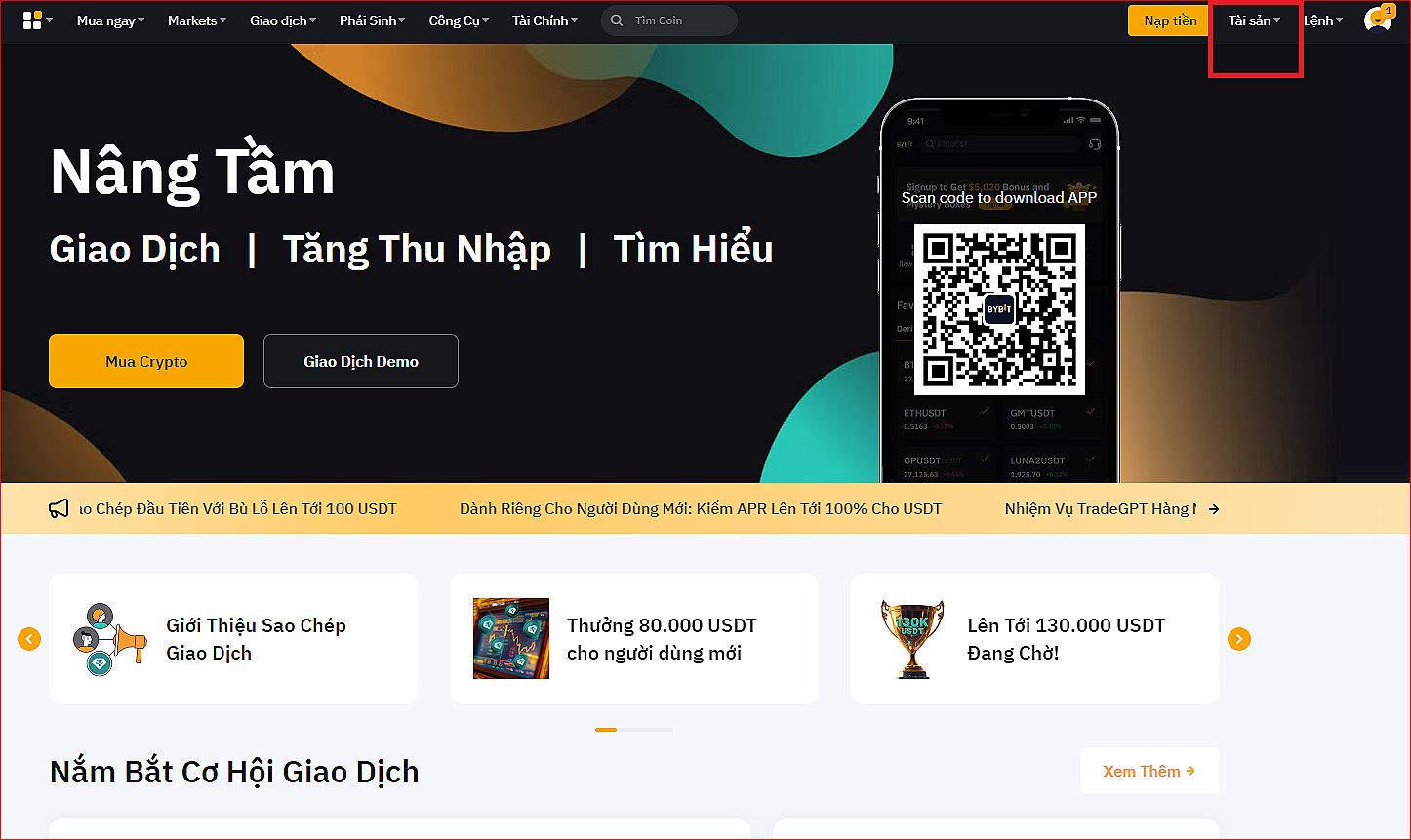 Hướng dẫn nạp rút coin sàn Bybit dành cho người mới